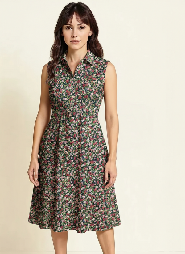 Dahlia - Floral - Midi Sleeveless